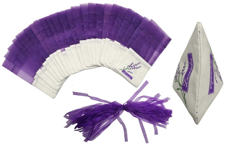 Sanrich 50PCS Lavender Sachet Bags Empty Purple Gauze Ribbons Cotton-Ramie Sacks (deep Purple) - Image 5